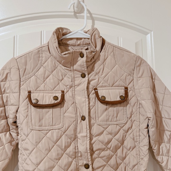 Massimo Dutti beige quilted elbow patches jacket. Size 13-14 years NWOT - Picture 3 of 8